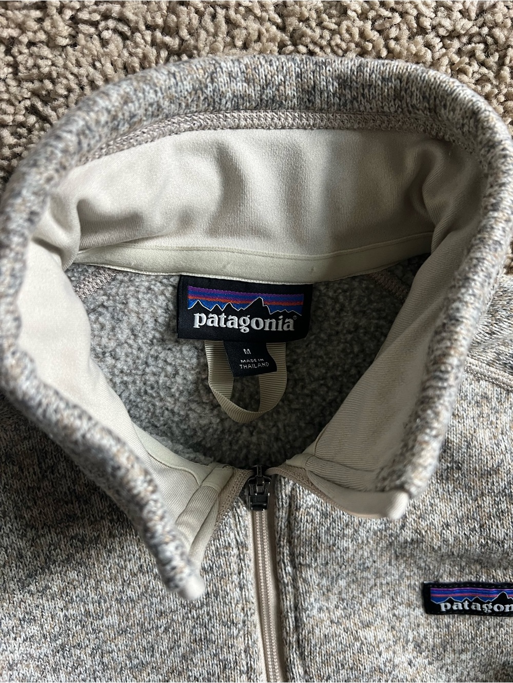 Patagonia Cream Heather Quarter Zip Fleece